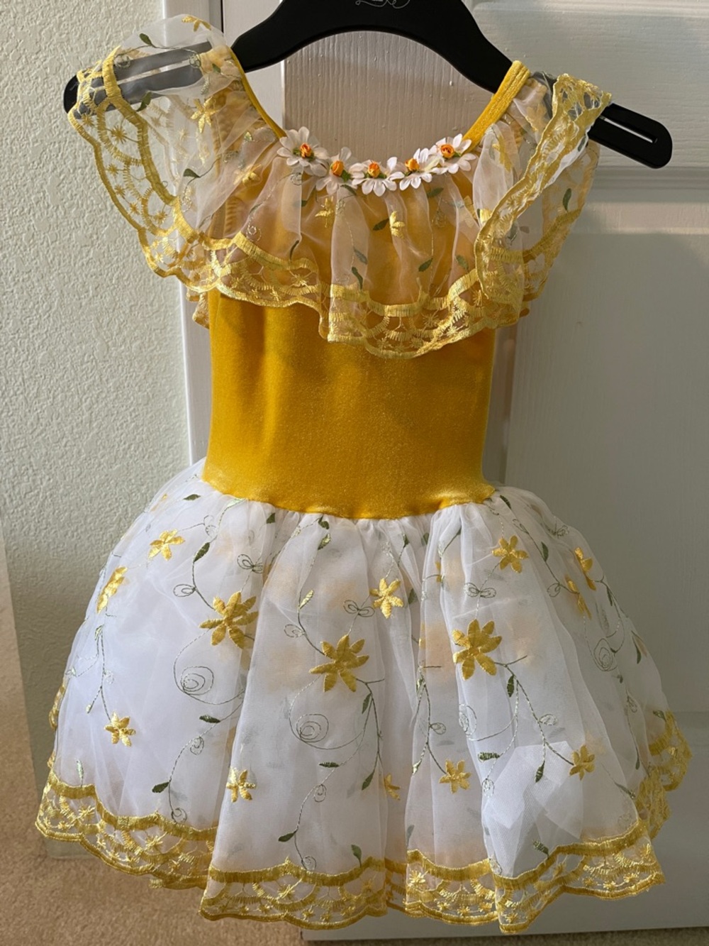 Revolution Yellow and White Floral Girls' Costume Dress - Kids Costume Small